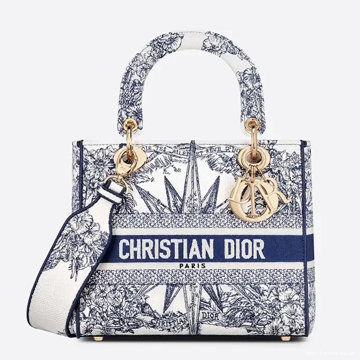 Medium Blue Canvas Lady Reve Motif Bag d'Infini D-lite 0501
